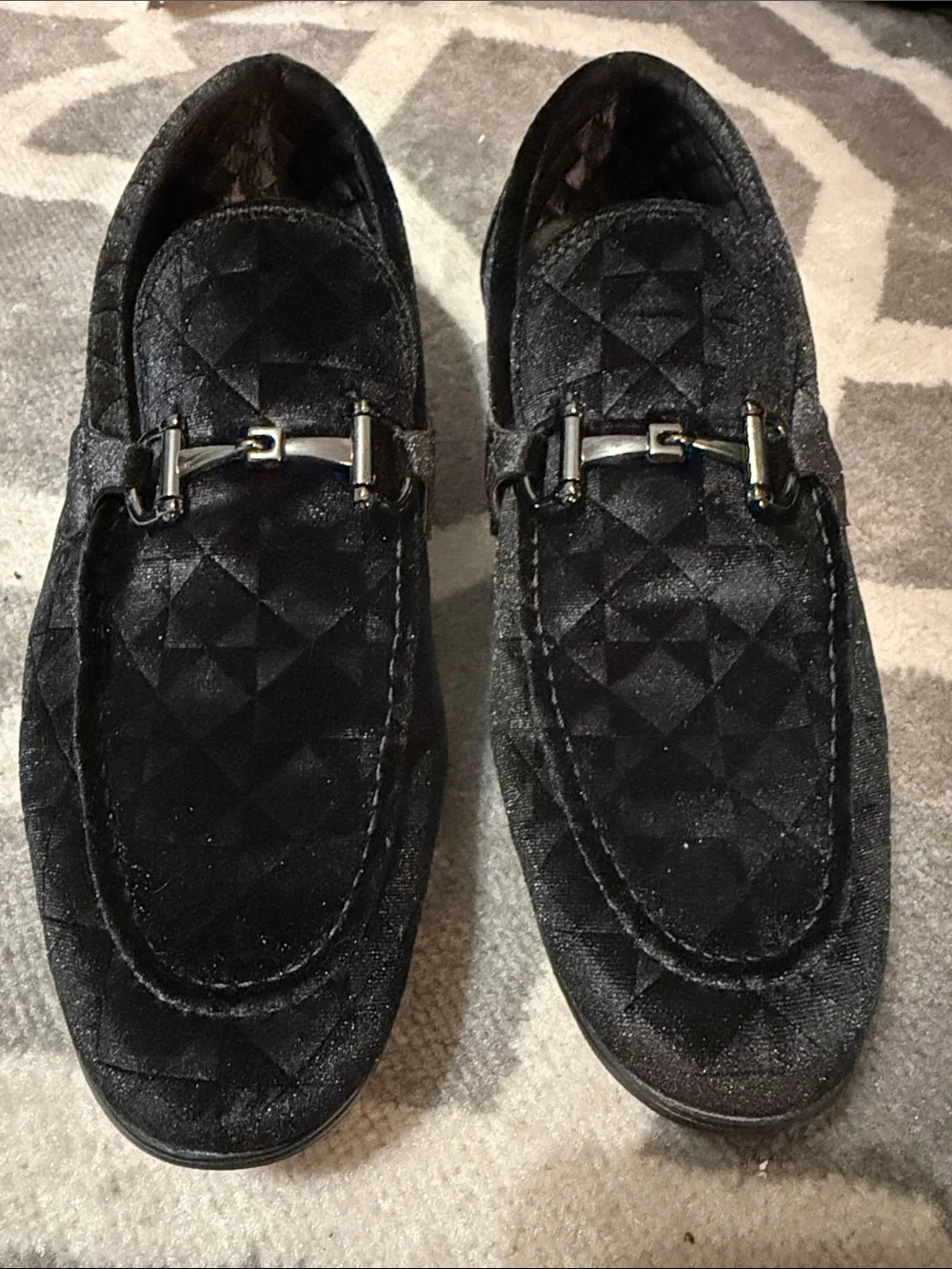 Men's Sz 11 Black Velvet Horsebit Loafers